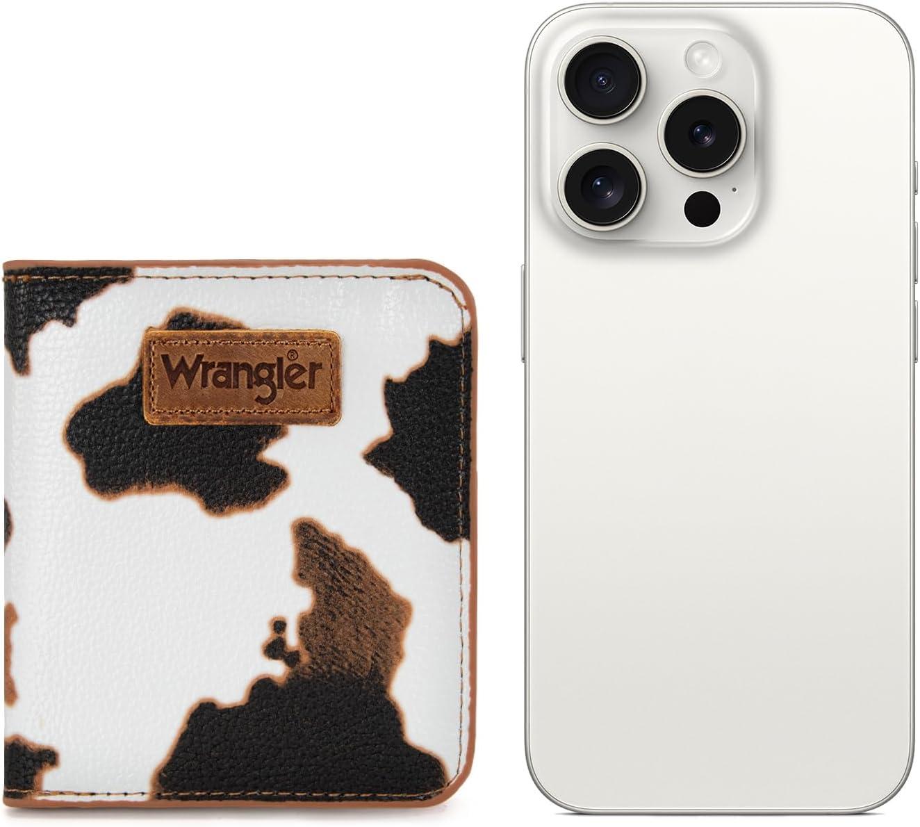 imageMontana West X Wrangler Small Wallet Women Slim Thin Wallets Card Cases Money Organizer Minimalist Pocket Wallet with RFID LiningCow Brown