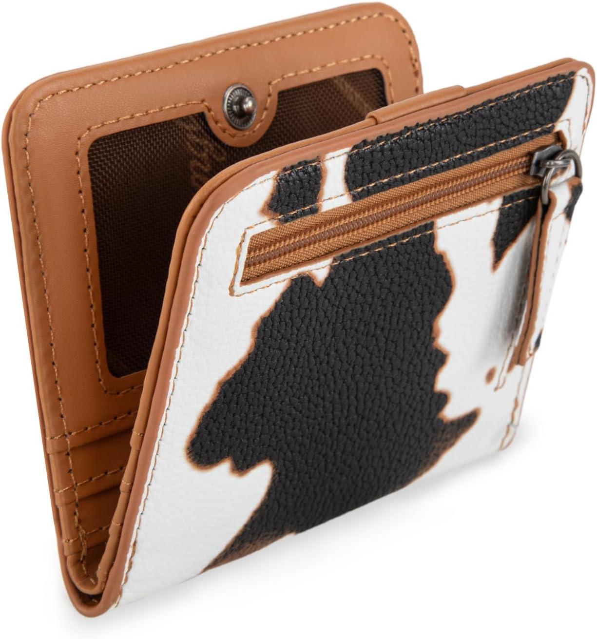 imageMontana West X Wrangler Small Wallet Women Slim Thin Wallets Card Cases Money Organizer Minimalist Pocket Wallet with RFID LiningCow Brown
