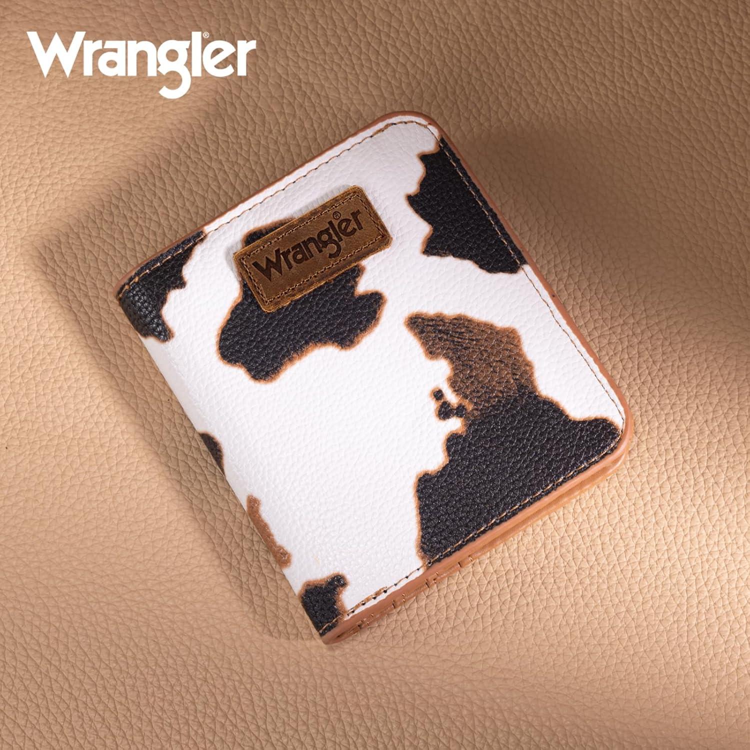 imageMontana West X Wrangler Small Wallet Women Slim Thin Wallets Card Cases Money Organizer Minimalist Pocket Wallet with RFID LiningCow Brown