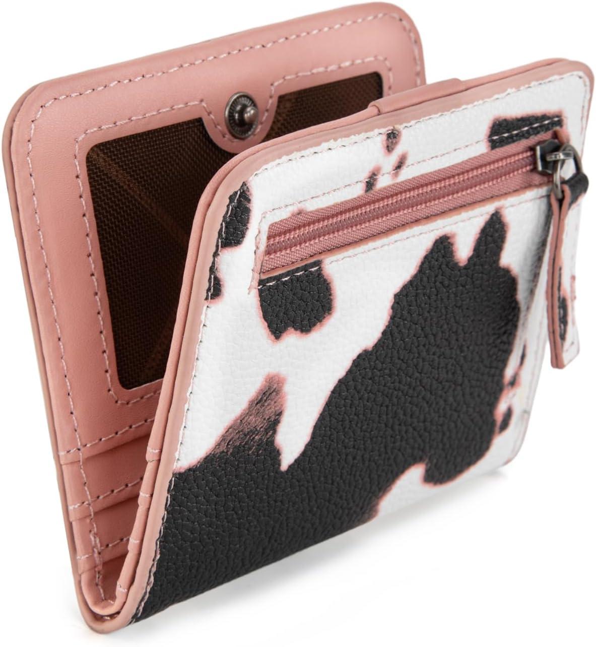 imageMontana West X Wrangler Small Wallet Women Slim Thin Wallets Card Cases Money Organizer Minimalist Pocket Wallet with RFID LiningCow Pink