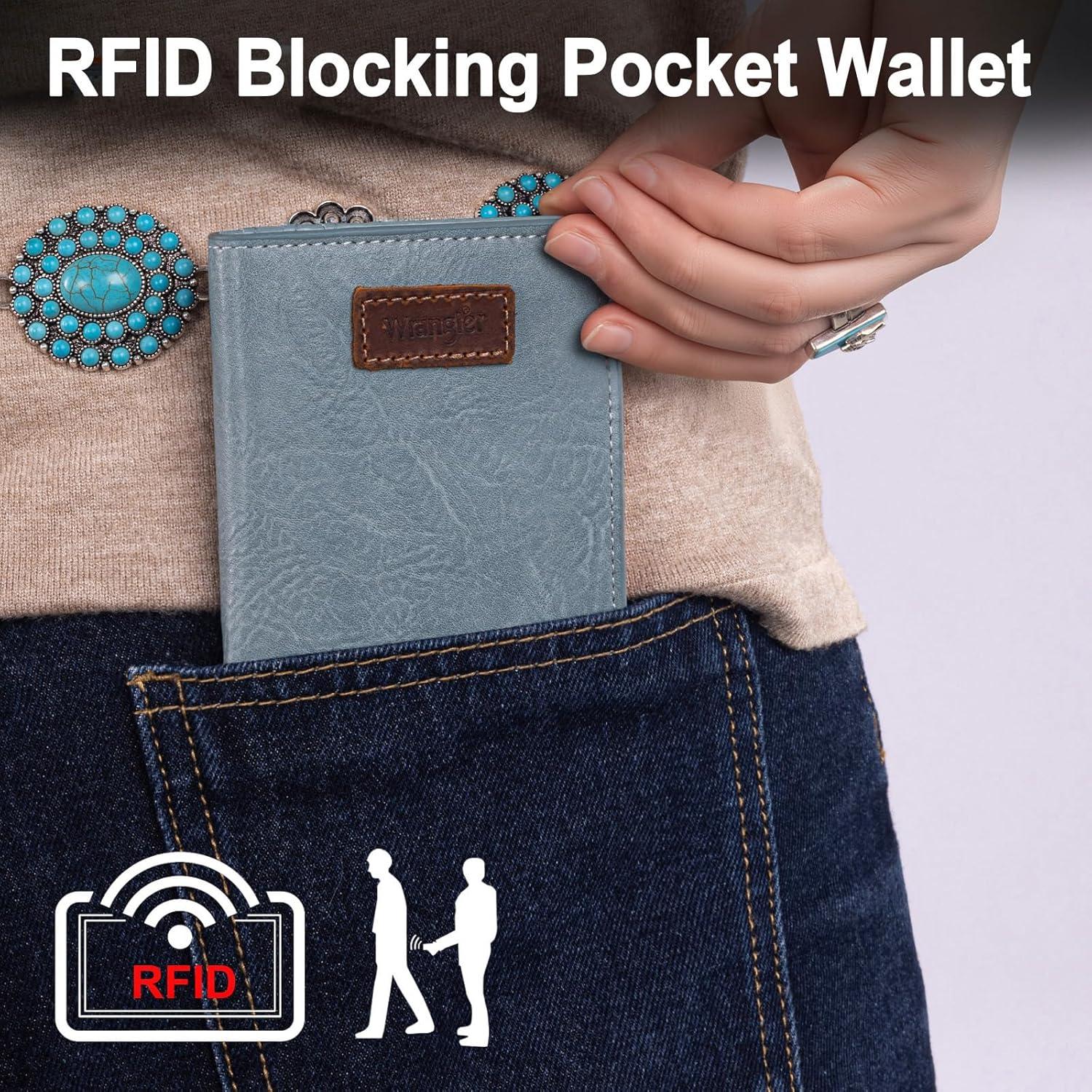 imageMontana West X Wrangler Small Wallet Women Slim Thin Wallets Card Cases Money Organizer Minimalist Pocket Wallet with RFID LiningJean