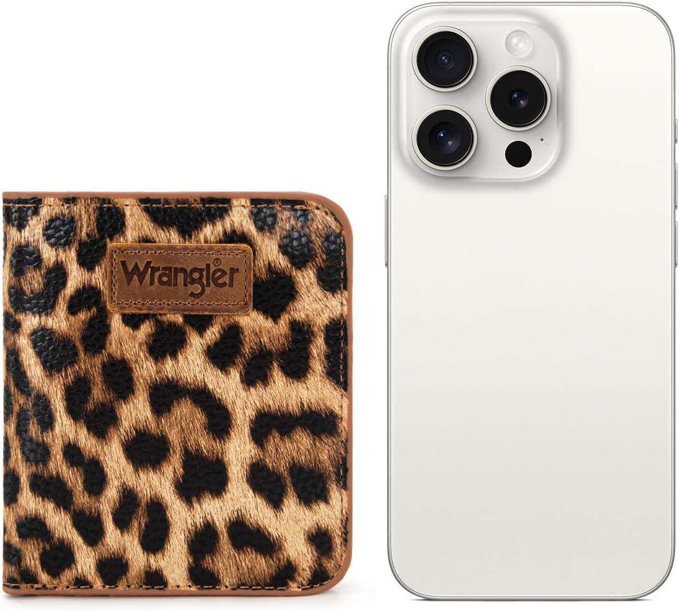 imageMontana West X Wrangler Small Wallet Women Slim Thin Wallets Card Cases Money Organizer Minimalist Pocket Wallet with RFID LiningLeopard
