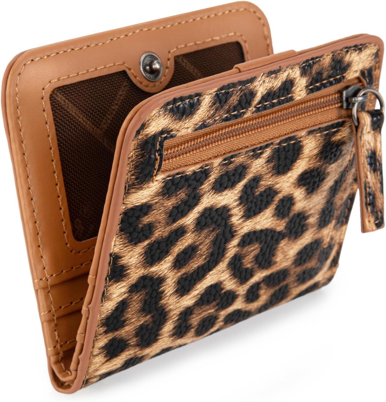 imageMontana West X Wrangler Small Wallet Women Slim Thin Wallets Card Cases Money Organizer Minimalist Pocket Wallet with RFID LiningLeopard
