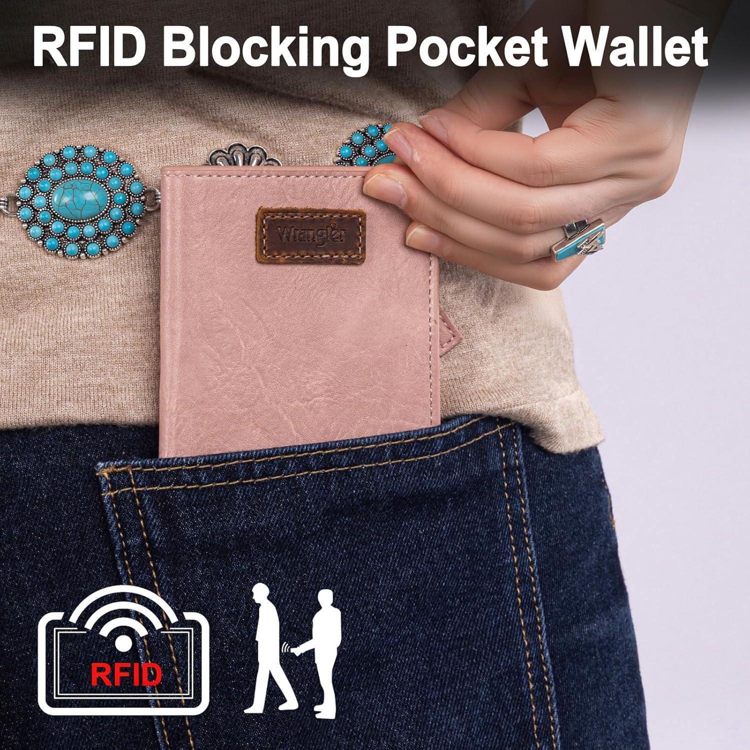 imageMontana West X Wrangler Small Wallet Women Slim Thin Wallets Card Cases Money Organizer Minimalist Pocket Wallet with RFID LiningPink