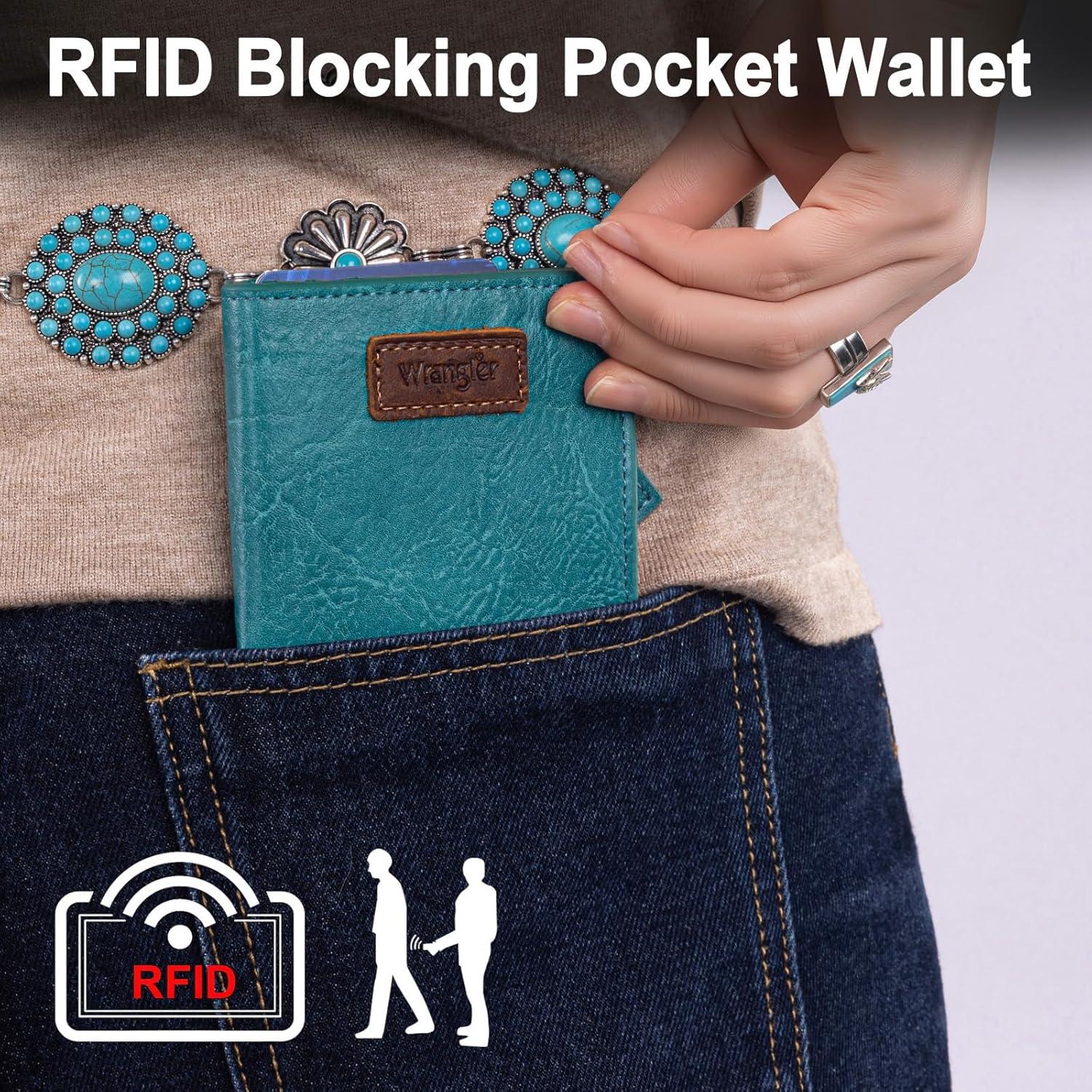 imageMontana West X Wrangler Small Wallet Women Slim Thin Wallets Card Cases Money Organizer Minimalist Pocket Wallet with RFID LiningTurquoise