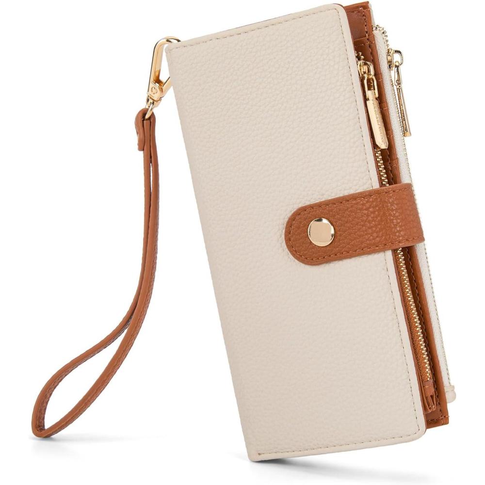imageMontana West Bifold Wallet Women Wristlet Wallets Card Cases amp Money Organizers Minimalist Wallet for Women Ladies Female Large Capacity Clutch Phone Wallets with Double Zipper Purses and ID WindowTanBrown