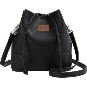 Montana West Lee Small Crossbody Bags for Women Drawstring Bucket Purse with Adjustable Strap(Black)