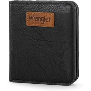 Montana West X Wrangler Small Wallet Women Slim Thin Wallets Card Cases Money Organizer Minimalist Pocket Wallet with RFID Lining(Black)