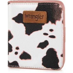 Montana West X Wrangler Small Wallet Women Slim Thin Wallets Card Cases Money Organizer Minimalist Pocket Wallet with RFID Lining(Cow Pink)
