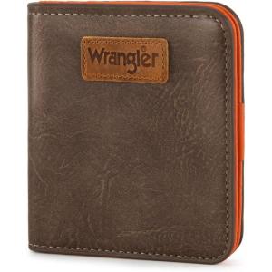 Montana West X Wrangler Small Wallet Women Slim Thin Wallets Card Cases Money Organizer Minimalist Pocket Wallet with RFID Lining(Dark Khaki)