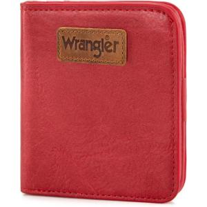 Montana West X Wrangler Small Wallet Women Slim Thin Wallets Card Cases Money Organizer Minimalist Pocket Wallet with RFID Lining(Red)