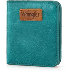 Montana West X Wrangler Small Wallet Women Slim Thin Wallets Card Cases Money Organizer Minimalist Pocket Wallet with RFID Lining(Turquoise)