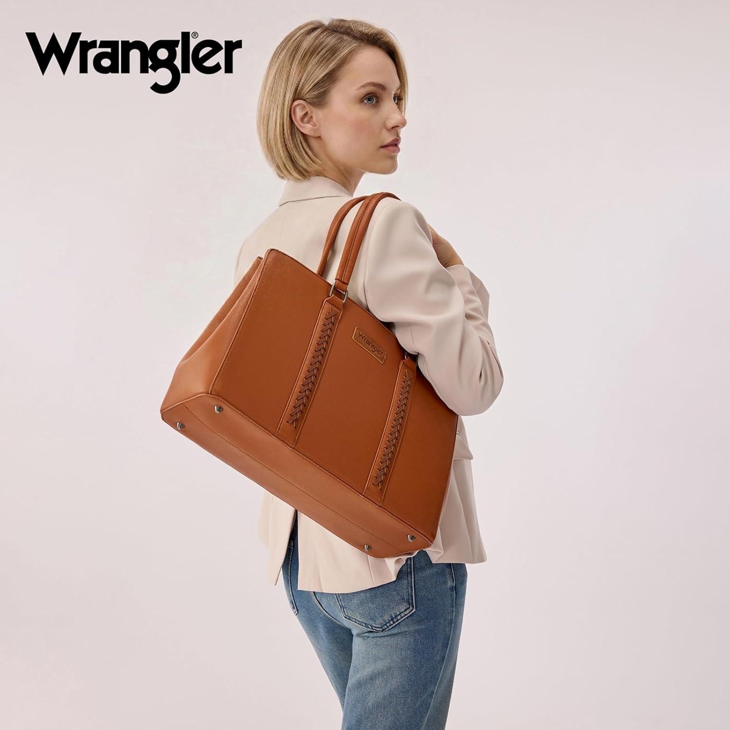 imageMontana West Wrangler Laptop Tote Bag for Women 156 Inch Computer Bag for Work Large Double Compartment Purse and HandbagBrown