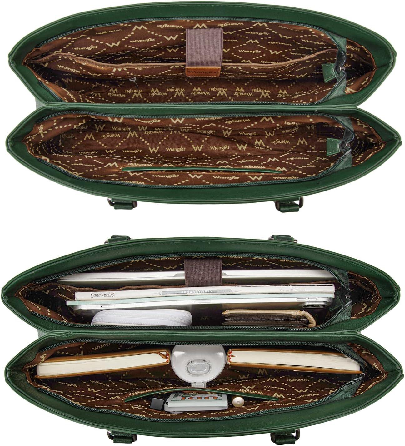 imageMontana West Wrangler Laptop Tote Bag for Women 156 Inch Computer Bag for Work Large Double Compartment Purse and HandbagDrak Green