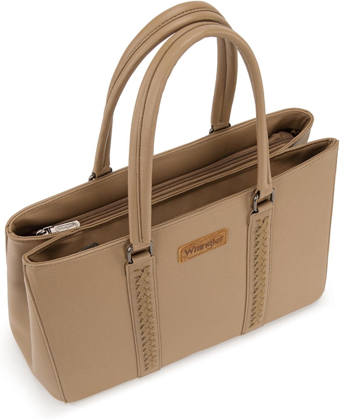 imageMontana West Wrangler Laptop Tote Bag for Women 156 Inch Computer Bag for Work Large Double Compartment Purse and HandbagKhaki