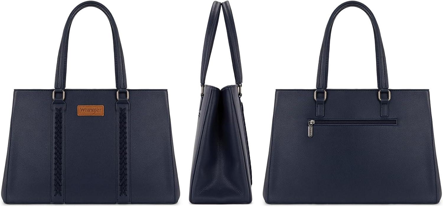 imageMontana West Wrangler Laptop Tote Bag for Women 156 Inch Computer Bag for Work Large Double Compartment Purse and HandbagNavy Blue