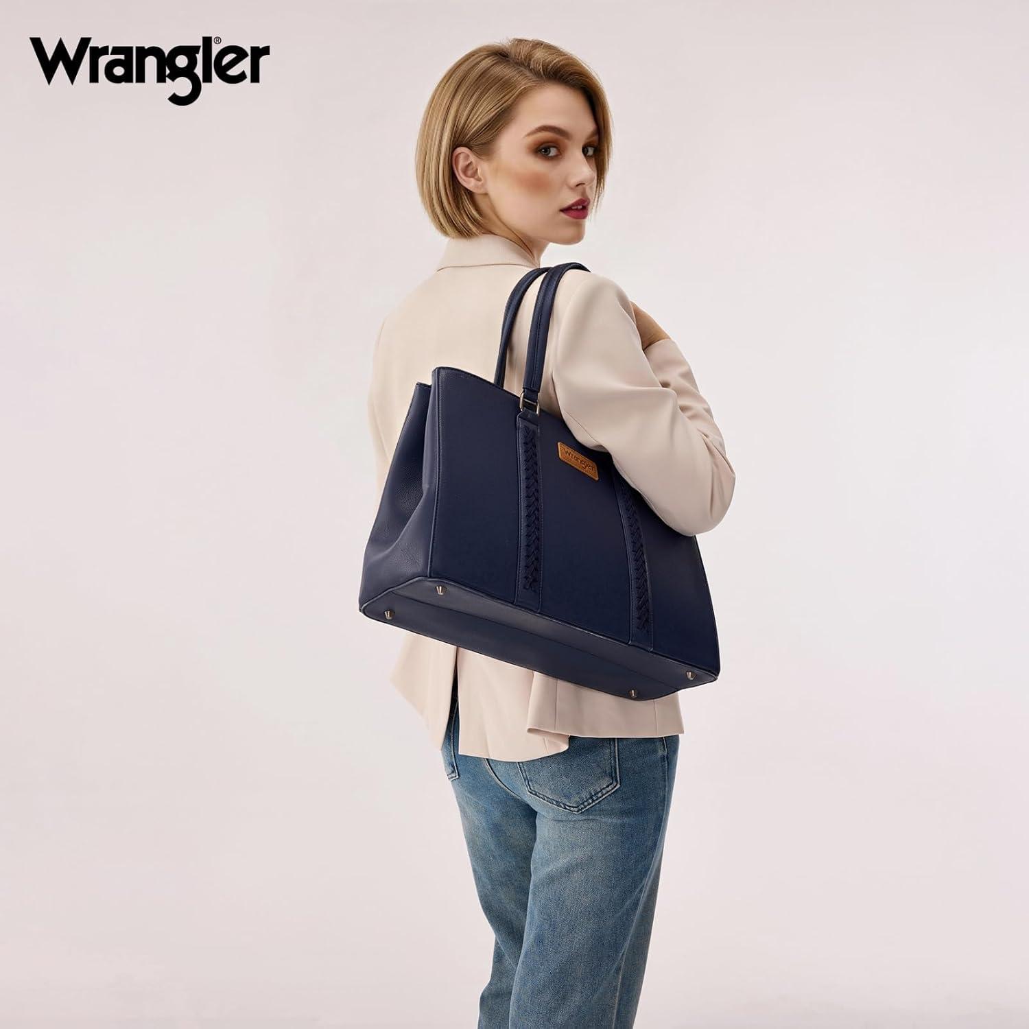 imageMontana West Wrangler Laptop Tote Bag for Women 156 Inch Computer Bag for Work Large Double Compartment Purse and HandbagNavy Blue
