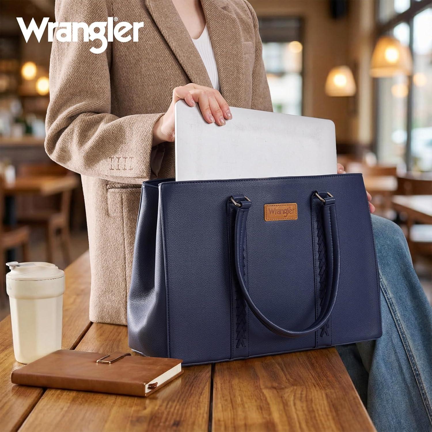 imageMontana West Wrangler Laptop Tote Bag for Women 156 Inch Computer Bag for Work Large Double Compartment Purse and HandbagNavy Blue