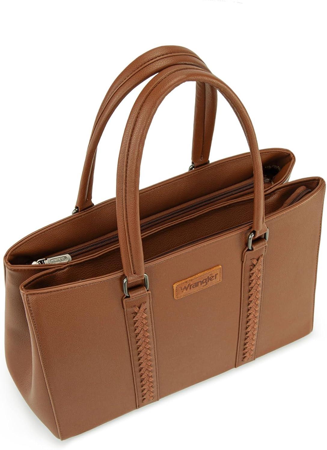 imageMontana West Wrangler Laptop Tote Bag for Women 156 Inch Computer Bag for Work Large Double Compartment Purse and HandbagVintage Brown