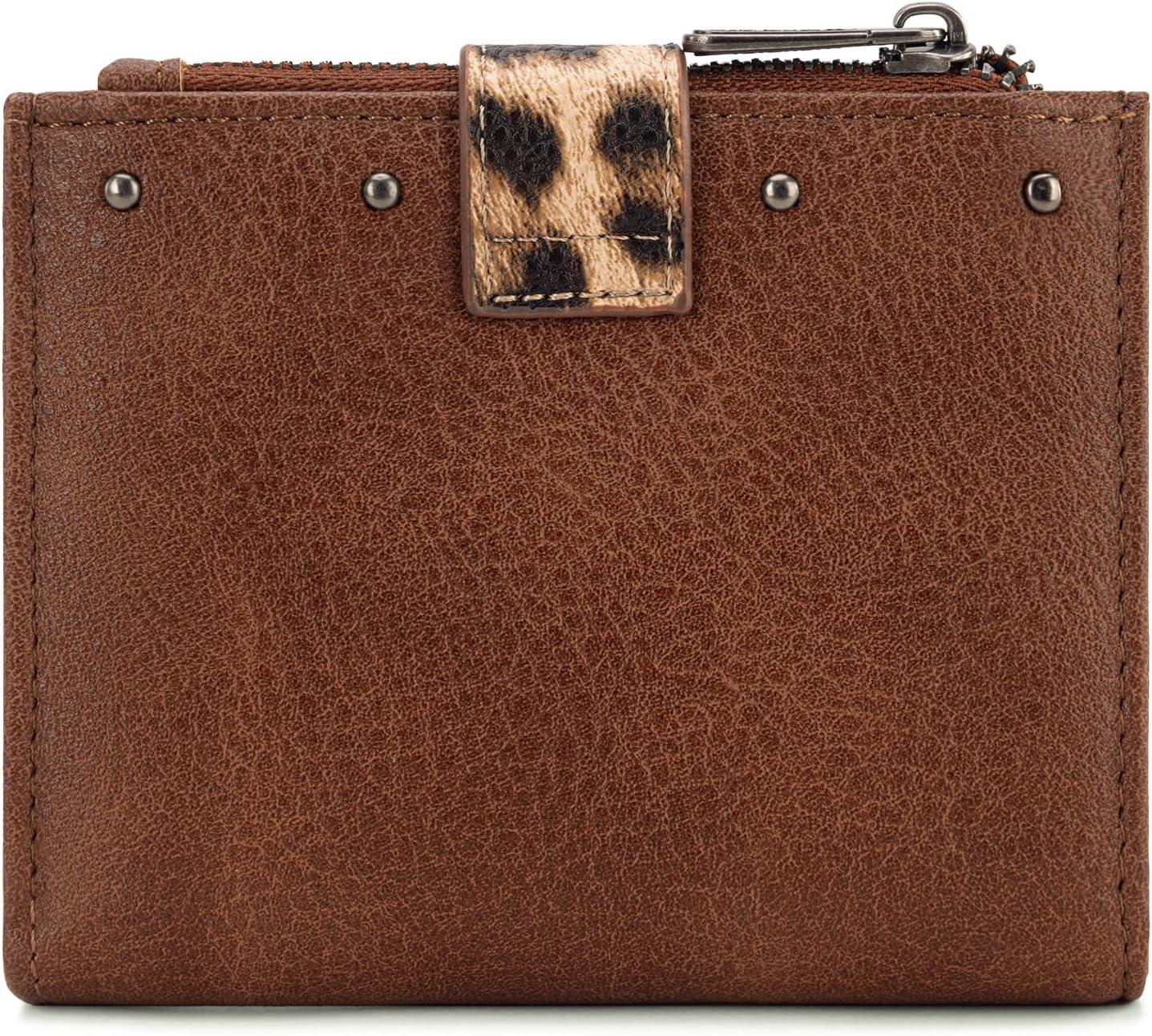 imageMontana West X Wrangler Small Quilted Wallet Bifold RFID Wallet Women Wallets Card Cases amp Money Organizers Travel Credit Card Wallets Ladies Female Western Wallett with Removable ID WindowLeopardNatural