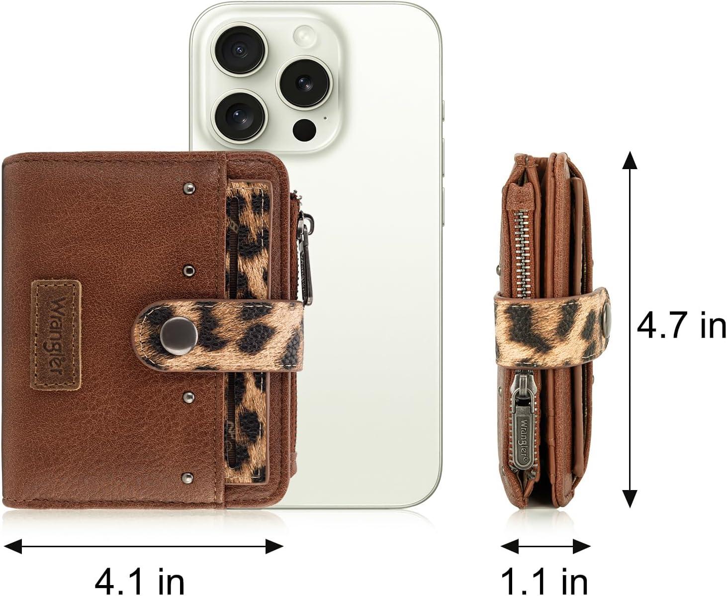 imageMontana West X Wrangler Small Quilted Wallet Bifold RFID Wallet Women Wallets Card Cases amp Money Organizers Travel Credit Card Wallets Ladies Female Western Wallett with Removable ID WindowLeopardNatural