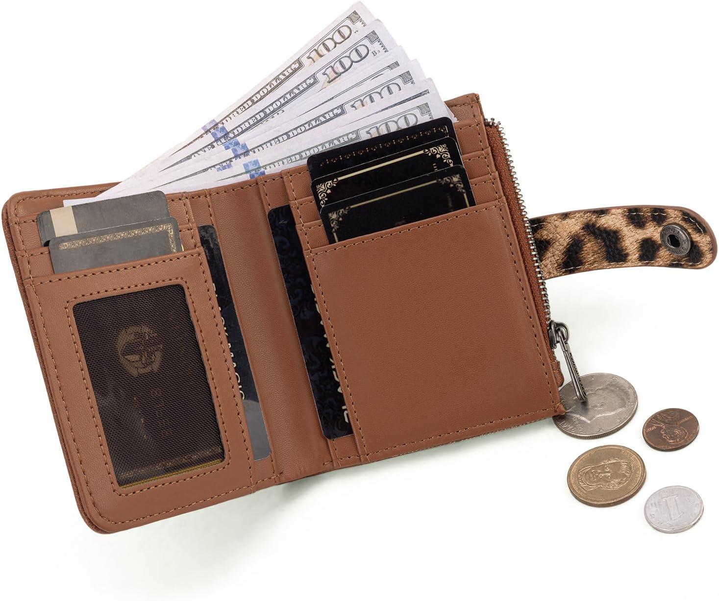 imageMontana West X Wrangler Small Quilted Wallet Bifold RFID Wallet Women Wallets Card Cases amp Money Organizers Travel Credit Card Wallets Ladies Female Western Wallett with Removable ID WindowLeopardNatural