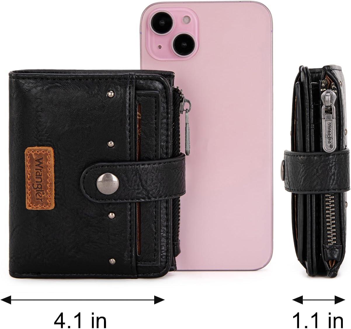imageMontana West X Wrangler Small Quilted Wallet Bifold RFID Wallet Women Wallets Card Cases amp Money Organizers Travel Credit Card Wallets Ladies Female Western Wallett with Removable ID WindowABlack