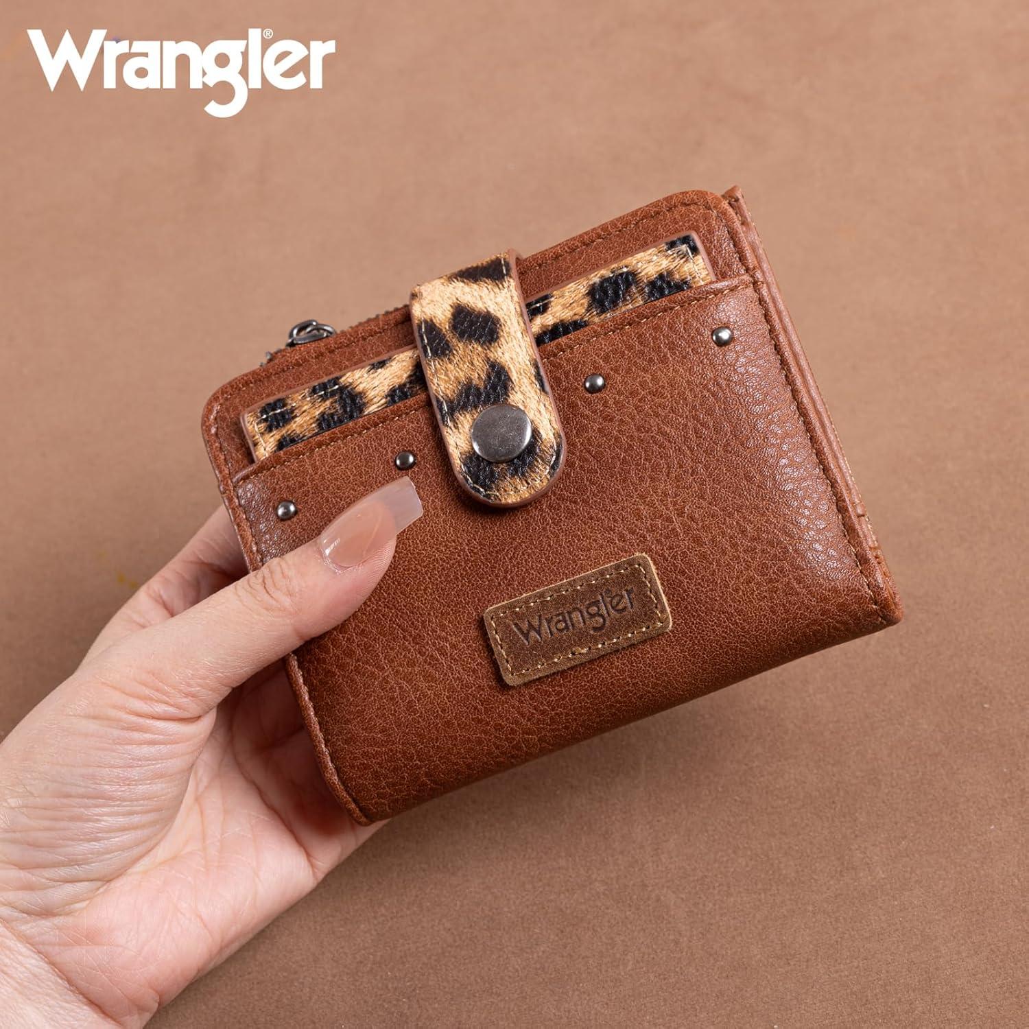 imageMontana West X Wrangler Small Quilted Wallet Bifold RFID Wallet Women Wallets Card Cases amp Money Organizers Travel Credit Card Wallets Ladies Female Western Wallett with Removable ID WindowLeopardNatural