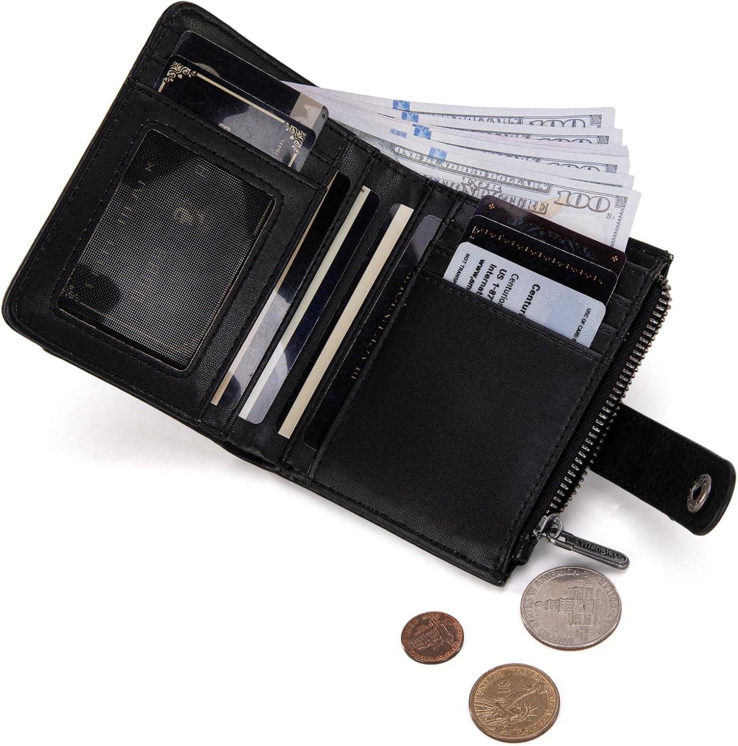 imageMontana West X Wrangler Small Quilted Wallet Bifold RFID Wallet Women Wallets Card Cases amp Money Organizers Travel Credit Card Wallets Ladies Female Western Wallett with Removable ID WindowABlack