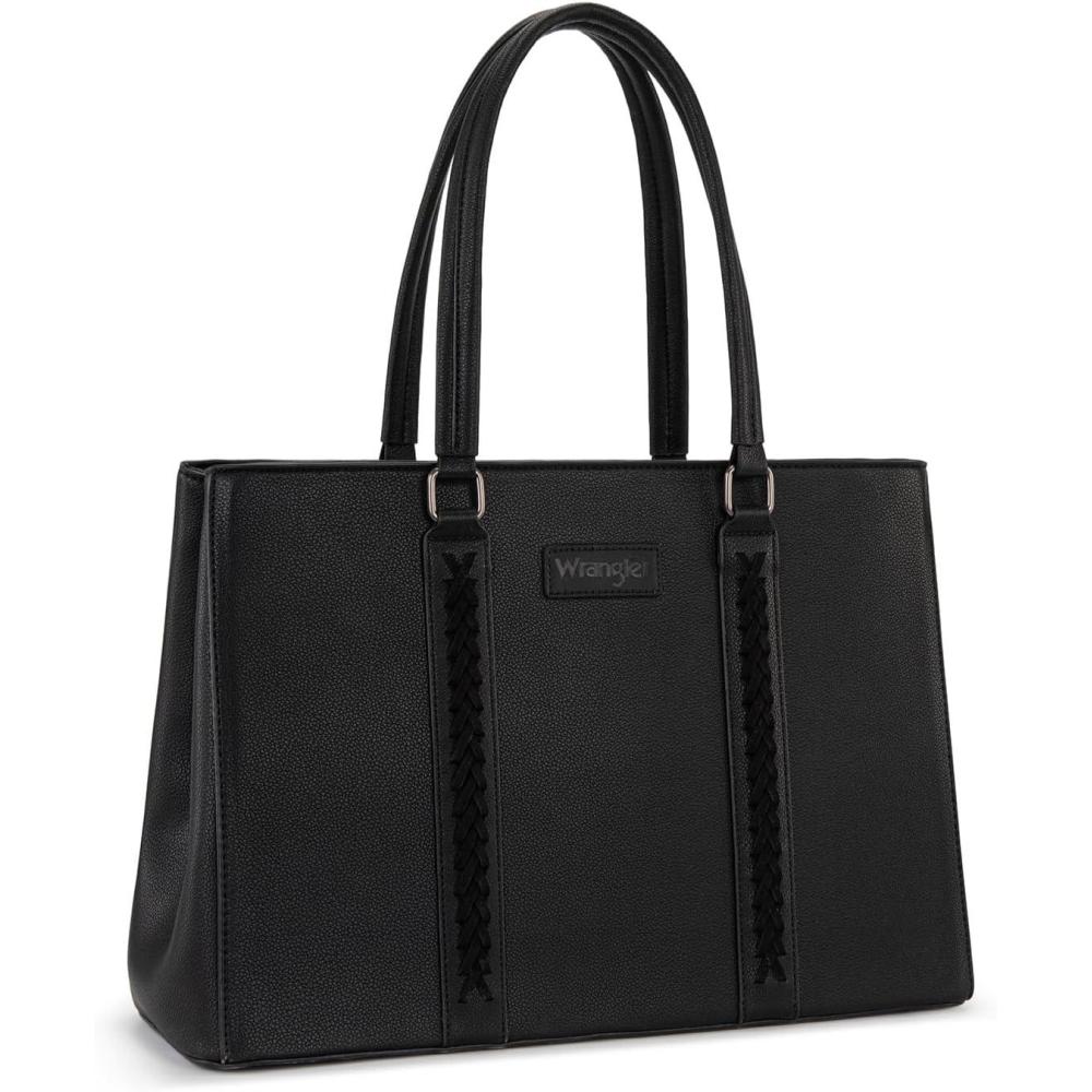 imageMontana West Wrangler Laptop Tote Bag for Women 156 Inch Computer Bag for Work Large Double Compartment Purse and HandbagBlack