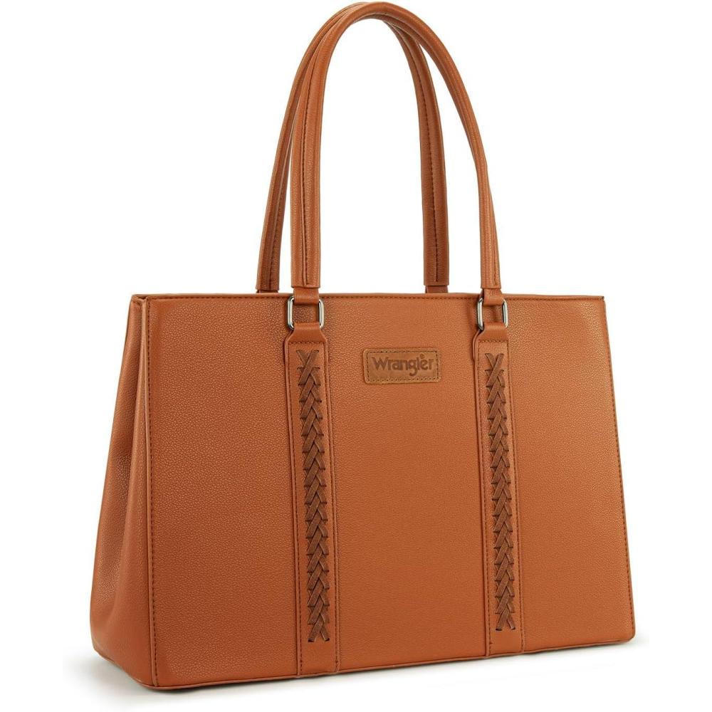 imageMontana West Wrangler Laptop Tote Bag for Women 156 Inch Computer Bag for Work Large Double Compartment Purse and HandbagBrown