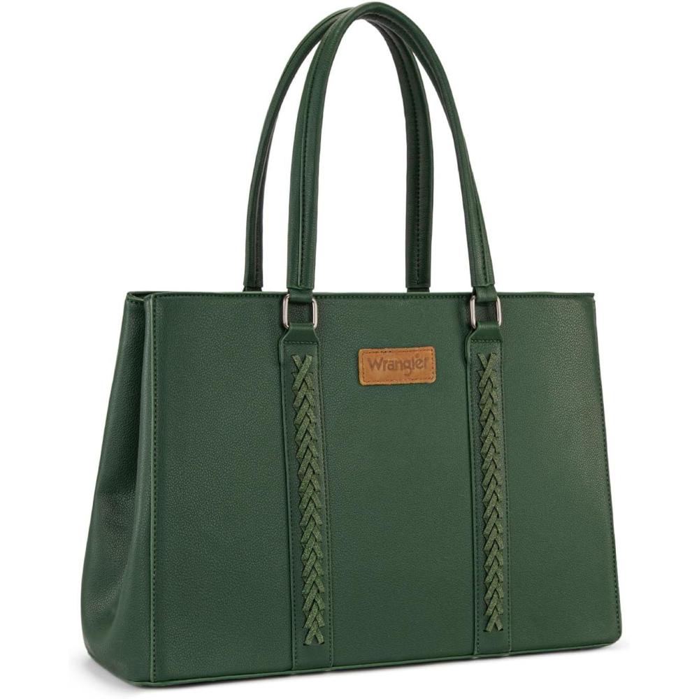 imageMontana West Wrangler Laptop Tote Bag for Women 156 Inch Computer Bag for Work Large Double Compartment Purse and HandbagDrak Green