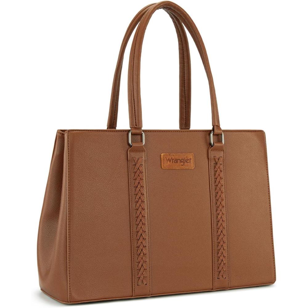 imageMontana West Wrangler Laptop Tote Bag for Women 156 Inch Computer Bag for Work Large Double Compartment Purse and HandbagVintage Brown