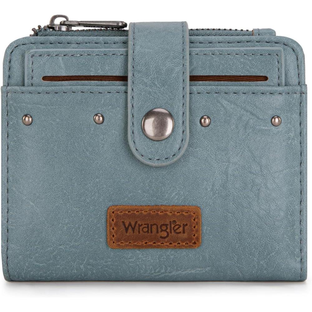 imageMontana West X Wrangler Small Quilted Wallet Bifold RFID Wallet Women Wallets Card Cases amp Money Organizers Travel Credit Card Wallets Ladies Female Western Wallett with Removable ID WindowAJeans Blue
