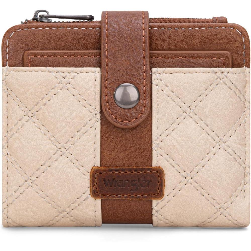 imageMontana West X Wrangler Small Quilted Wallet Bifold RFID Wallet Women Wallets Card Cases amp Money Organizers Travel Credit Card Wallets Ladies Female Western Wallett with Removable ID WindowTan  Brown