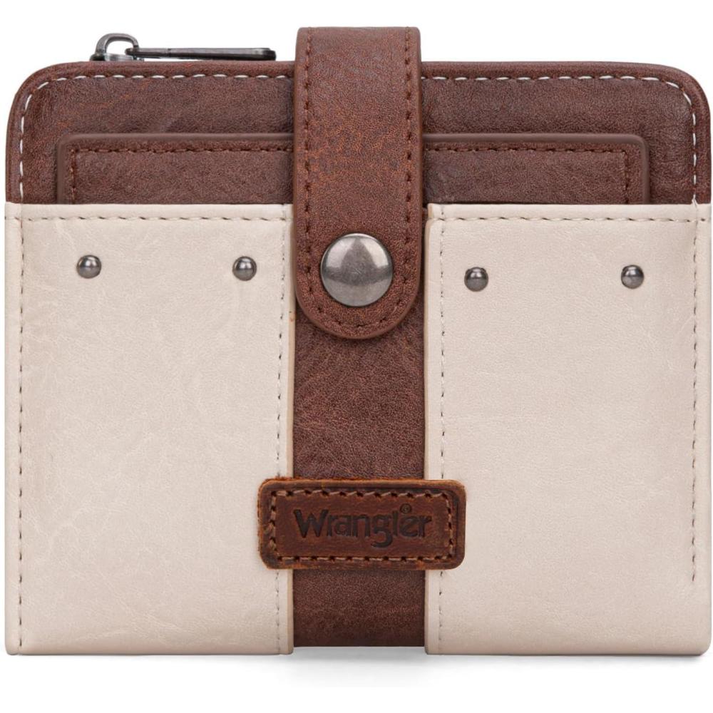 imageMontana West X Wrangler Small Quilted Wallet Bifold RFID Wallet Women Wallets Card Cases amp Money Organizers Travel Credit Card Wallets Ladies Female Western Wallett with Removable ID WindowWhite  Brown