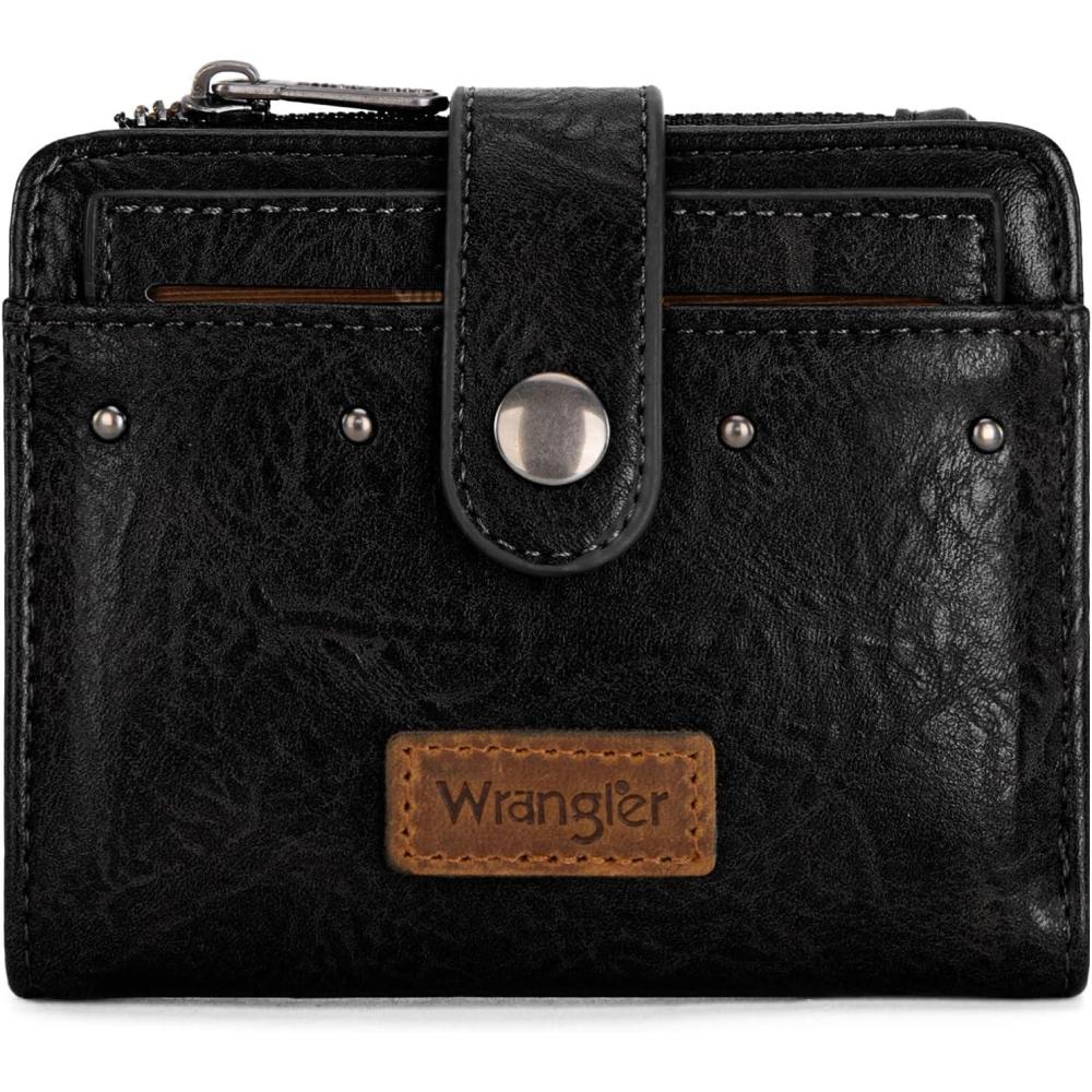 imageMontana West X Wrangler Small Quilted Wallet Bifold RFID Wallet Women Wallets Card Cases amp Money Organizers Travel Credit Card Wallets Ladies Female Western Wallett with Removable ID WindowABlack