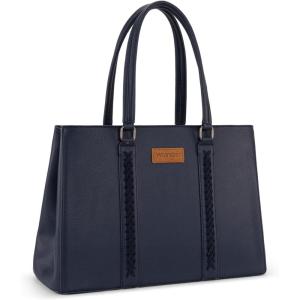 Montana West Wrangler Laptop Tote Bag for Women 15.6 Inch Computer Bag for Work Large Double Compartment Purse and Handbag(Navy Blue)