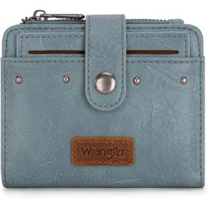 Montana West X Wrangler Small Quilted Wallet Bifold RFID Wallet Women Wallets, Card Cases & Money Organizers Travel Credit Card Wallets Ladies Female Western Wallett with Removable ID Window(A-Jeans Blue)