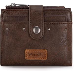Montana West X Wrangler Small Quilted Wallet Bifold RFID Wallet Women Wallets, Card Cases & Money Organizers Travel Credit Card Wallets Ladies Female Western Wallett with Removable ID Window(A-Coffee)
