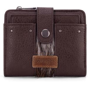 Montana West X Wrangler Small Quilted Wallet Bifold RFID Wallet Women Wallets, Card Cases & Money Organizers Travel Credit Card Wallets Ladies Female Western Wallett with Removable ID Window(Coffee)