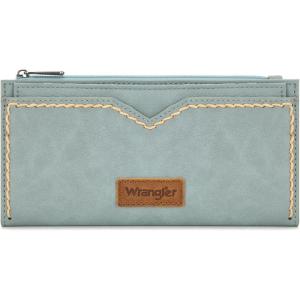 Montana West Wrangler Women’s Wallets Bifold RFID Blocking Wallets for Women Clutch Crdeit Card Holder with Zipper Coin Pockets Turquoise WG377-W213TQ(Jean)