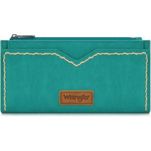 Montana West Wrangler Women’s Wallets Bifold RFID Blocking Wallets for Women Clutch Crdeit Card Holder with Zipper Coin Pockets Turquoise WG377-W213TQ(Turquoise)