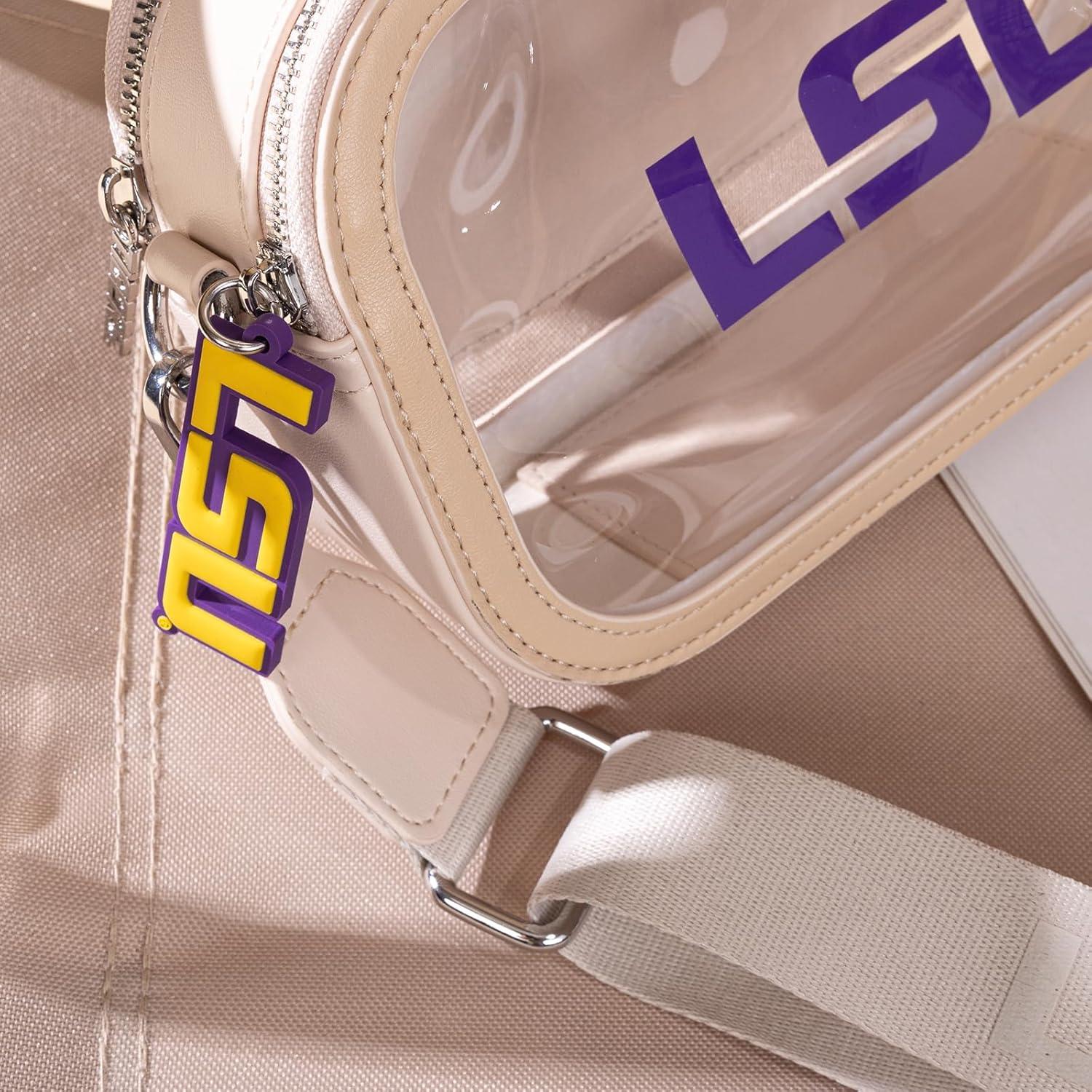 imageLSU Tigers Clear Crossbag for Stadium Events Clear Purse with Removable Strap for ConcertsZip Small Wallet Bundle