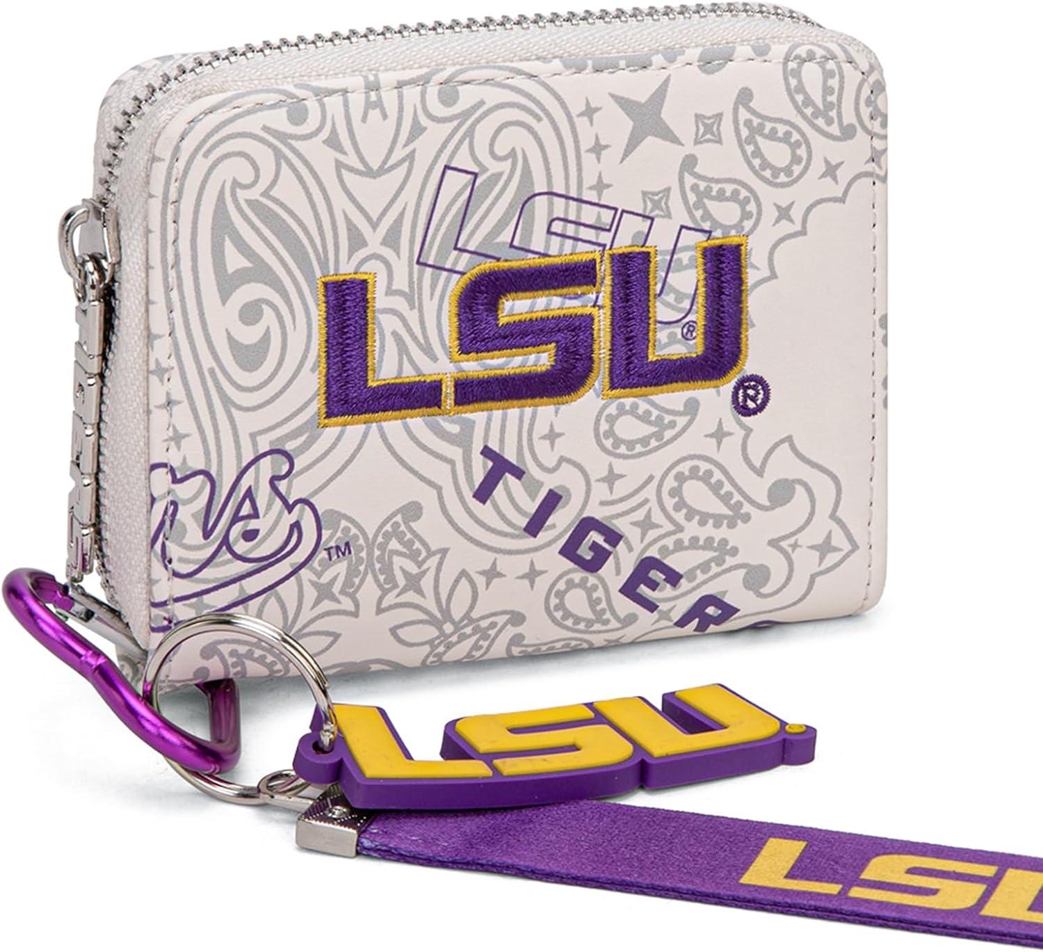 imageLSU Tigers Clear Crossbag for Stadium Events Clear Purse with Removable Strap for ConcertsZip Small Wallet Bundle