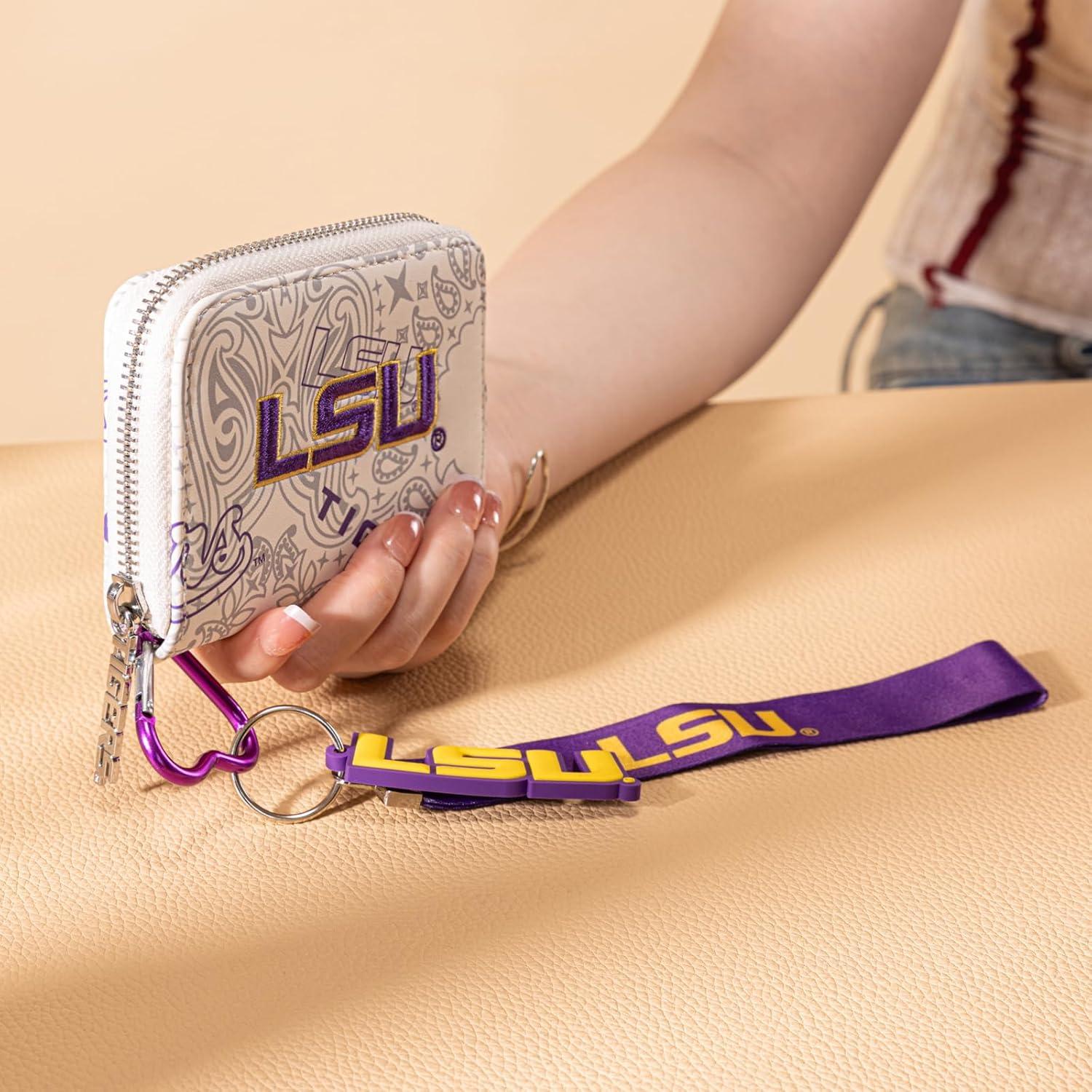 imageLSU Tigers Clear Handbag for Stadium Events Clear Purse with Removable Strap for ConcertsZip Small Wallet Bundle