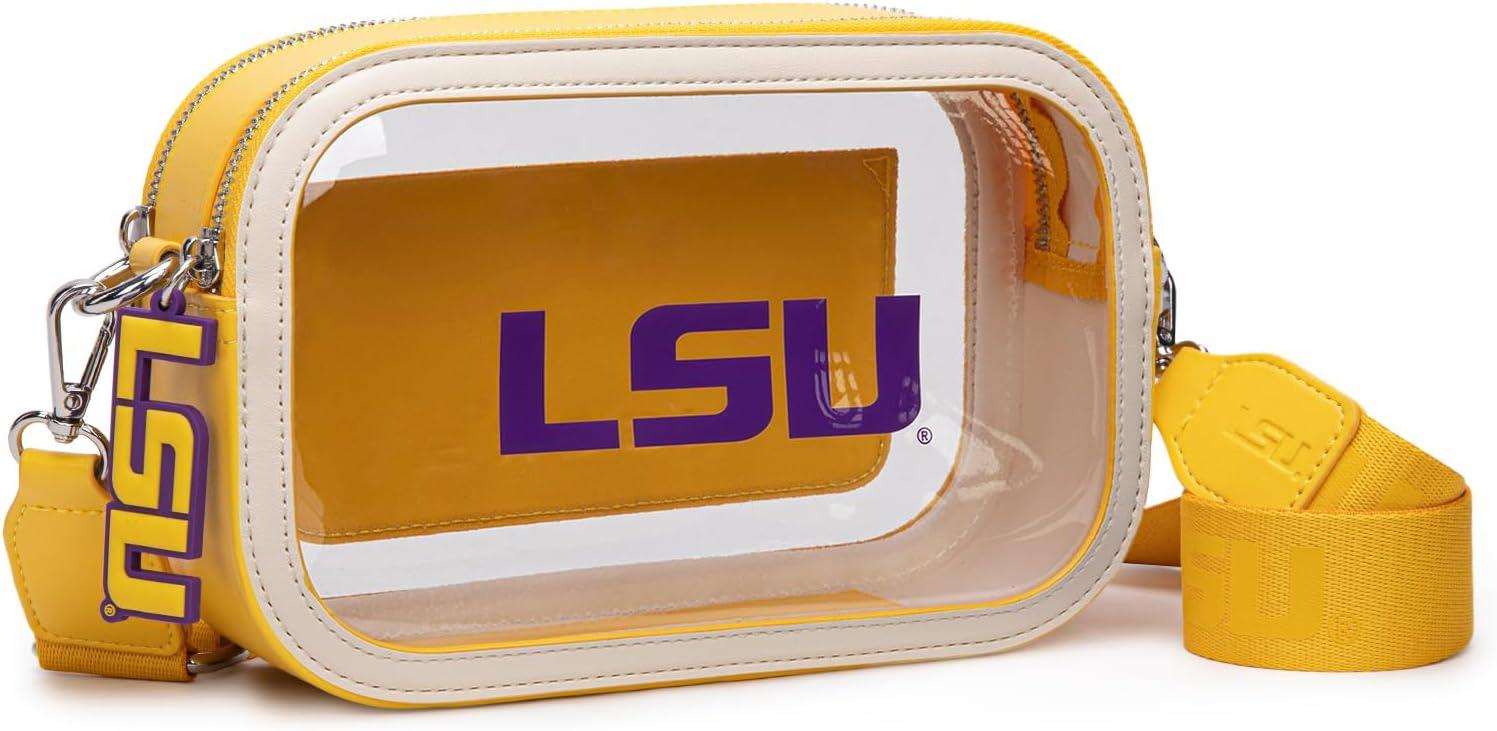imageLSU Tigers Clear Handbag for Stadium Events Clear Purse with Removable Strap for ConcertsZip Small Wallet Bundle