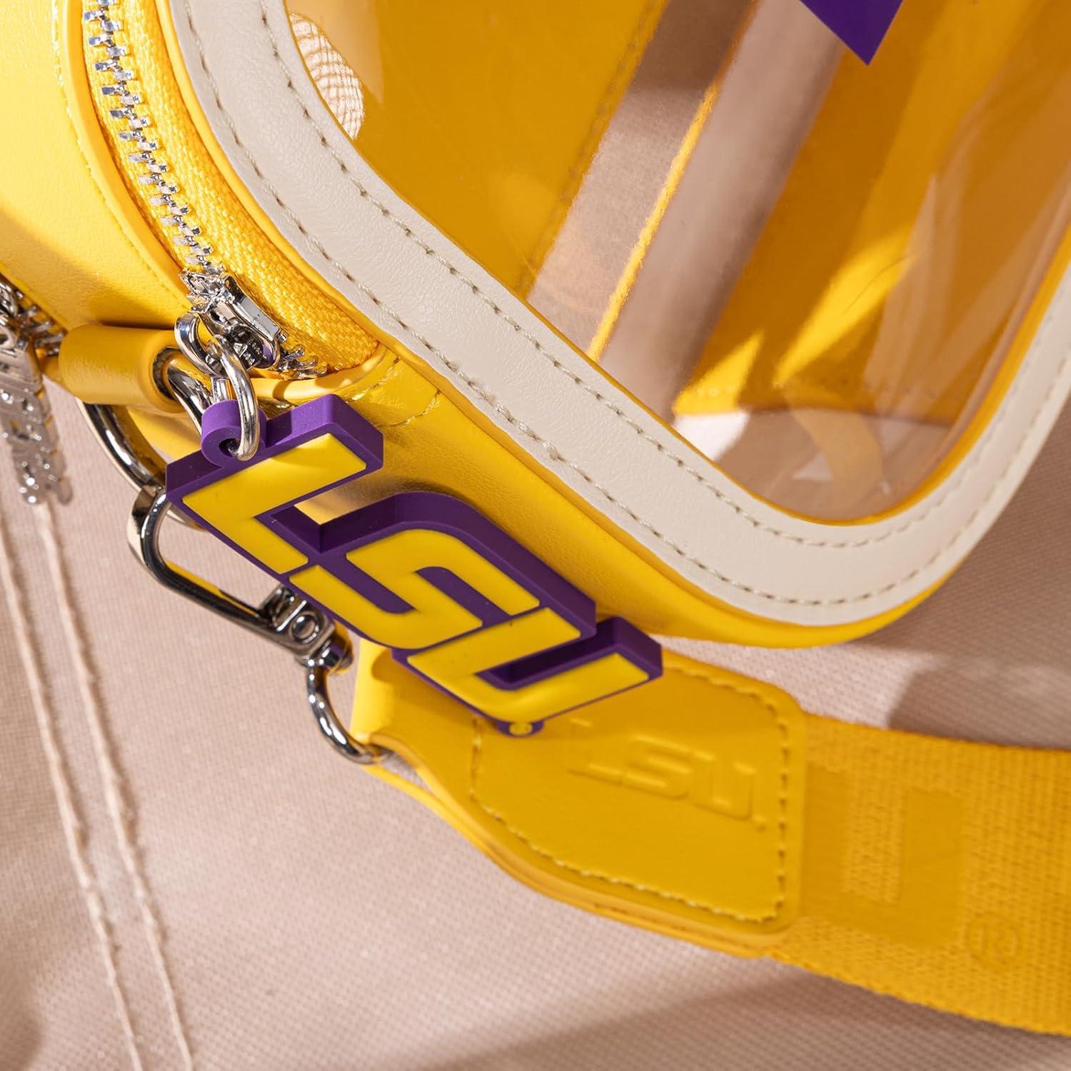 imageLSU Tigers Clear Handbag for Stadium Events Clear Purse with Removable Strap for ConcertsZip Small Wallet Bundle