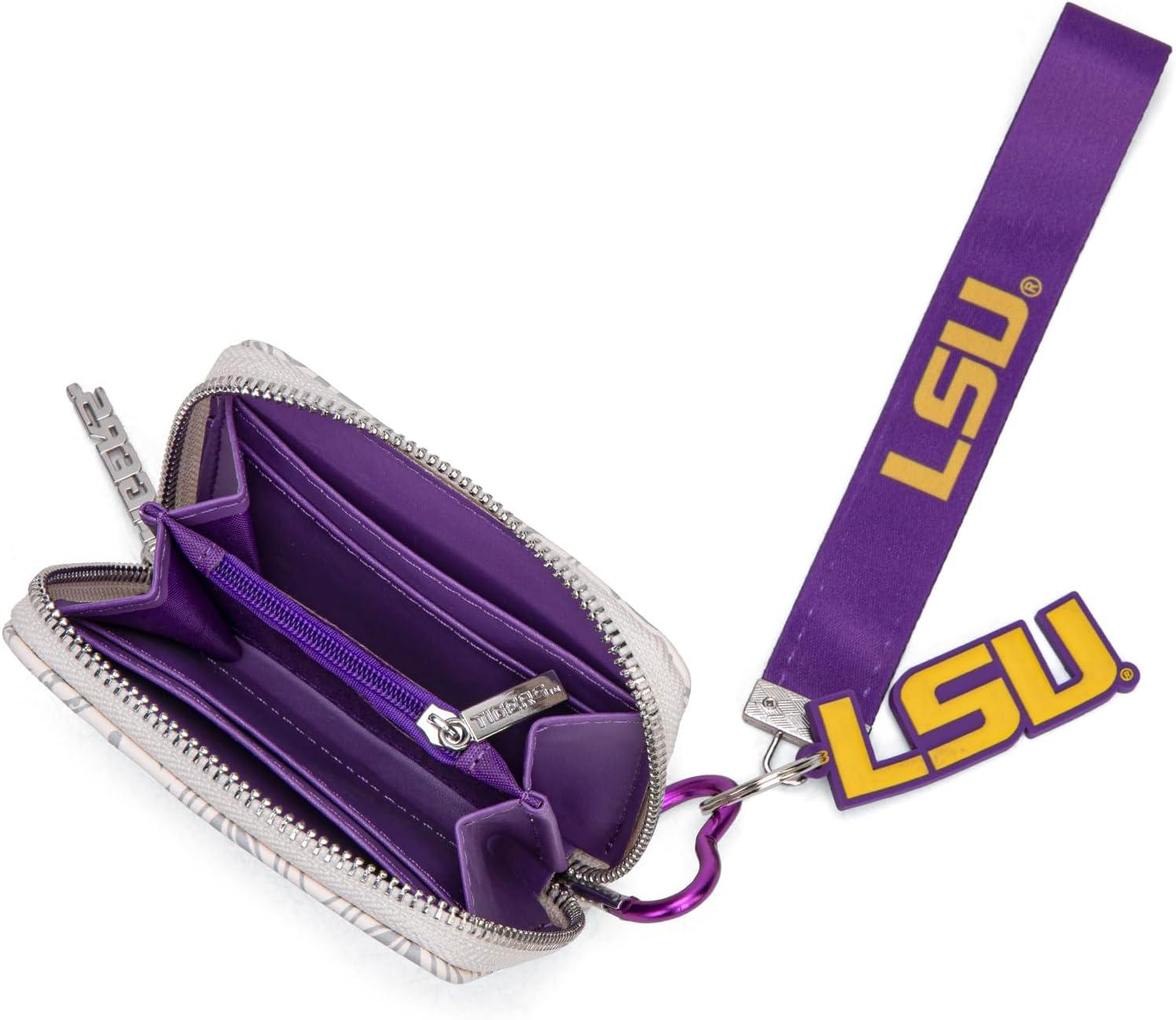 imageLSU Tigers Clear Handbag for Stadium Events Clear Purse with Removable Strap for ConcertsZip Small Wallet Bundle