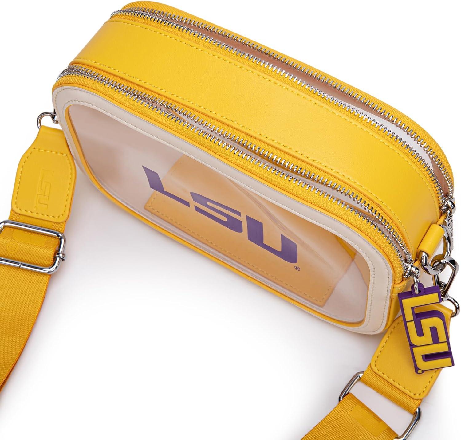 imageLSU Tigers Clear Handbag for Stadium Events Clear Purse with Removable Strap for ConcertsZip Small Wallet Bundle